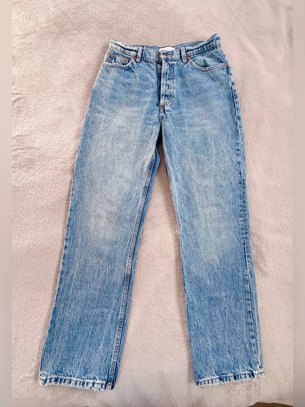 Zara Blue Straight-Leg Button Closure Jeans Size 6